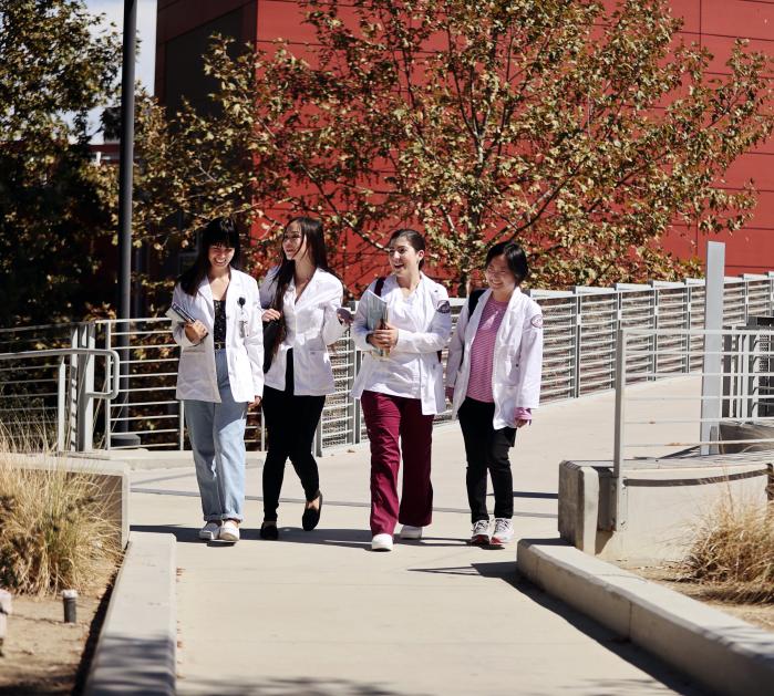 Saddleback College nursing students walking