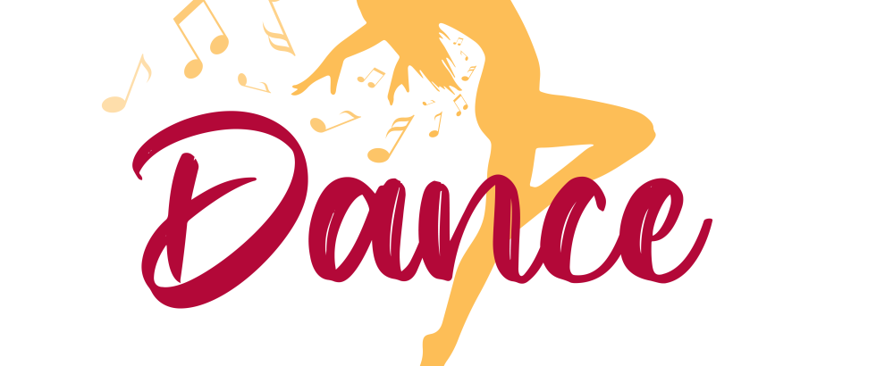 Logo for the Dance Department featuring a female dancer leaping into the air with her arms extended behind her.