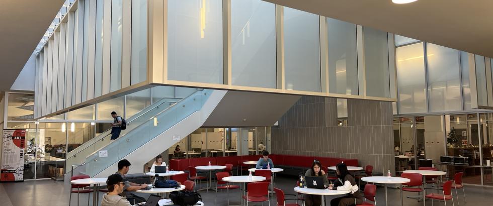 Students studying in the LRC Building