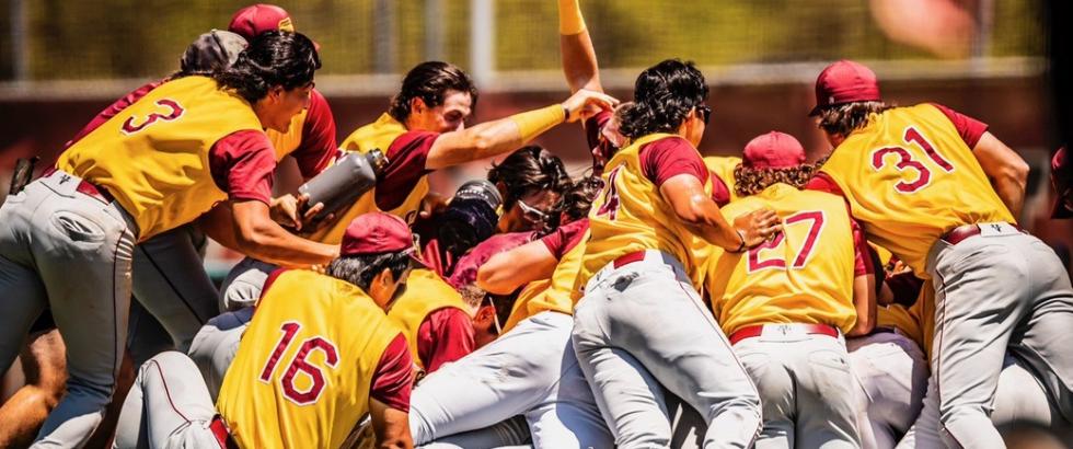 Saddleback Bobcats celebrating on field after bringing home State Championship in Baseball.