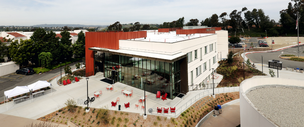 aerial photo of the Gateway building at Saddleback College