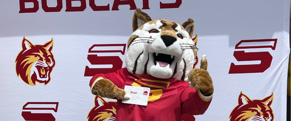 blaze the saddleback college mascot, bobcat