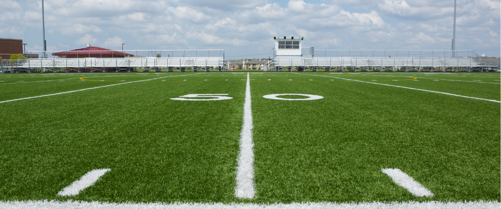 american football field at the 50 yard line