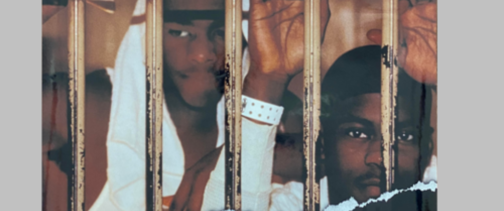 movie poster for the documentary, thug life in d.c., featuring two African American men behind bars