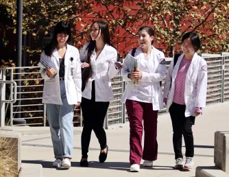 Saddleback College nursing students walking