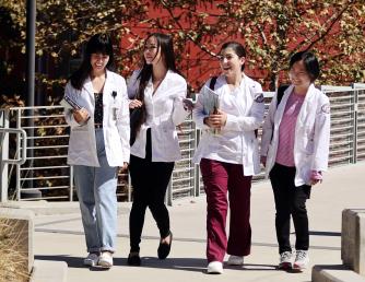 Saddleback College nursing students walking