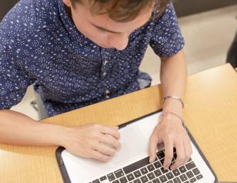 Student using laptop