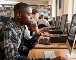 Student at a computer