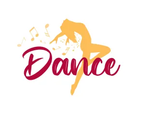 Logo for the Dance Department featuring a female dancer leaping into the air with her arms extended behind her.