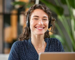 Female with headset