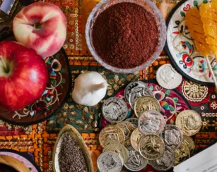 traditional table setting on persian new year
