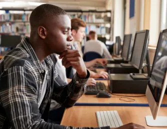 Student at a computer