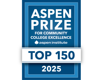 Aspen Prize graphic reads Aspen Prize for community college excellence from the Aspen Institute - top 150 for 2025