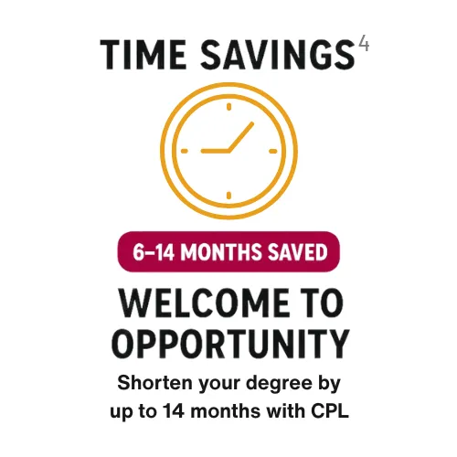4. TIME SAVINGS 6-14 MONTHS SAVED: WELCOME TO OPPORTUNITY - Shorten your degree by up to 14 months with CPL