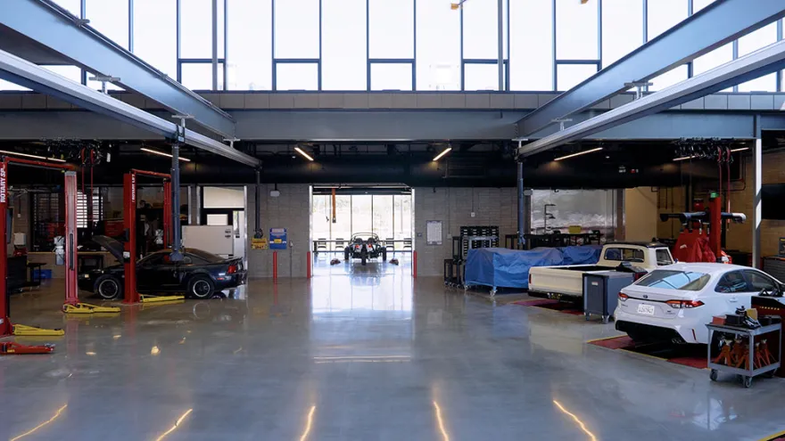 View of the autobays in the ATEP autoshop.